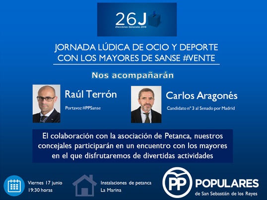 Carlos Aragonés, número 3 en la lista al Senado por Madrid, este viernes en San Sebastián de los&nbsp;Reyes