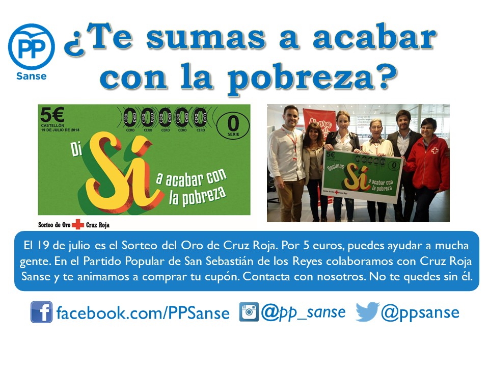 El PP de San Sebastián de los Reyes se une a la campaña del Sorteo del Oro de Cruz Roja&nbsp;2018