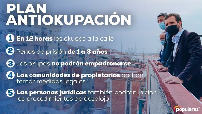 Llevaremos al pleno el plan de Pablo Casado para acabar con la&nbsp;okupación