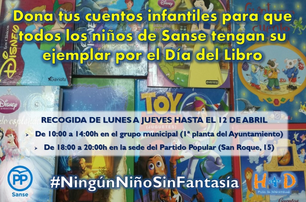 La campaña ‘Ningún niño sin fantasía’, en la que cientos de vecinos ya se han volcado donando libros para que los pequeños de Sanse tengan su cuento por el Día del Libro Infantil, afronta sus últimos&nbsp;días