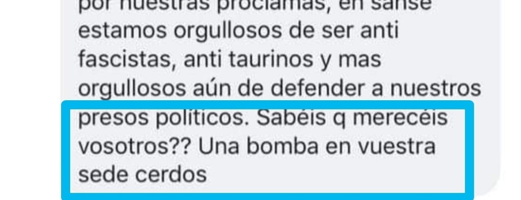 Denunciamos ante la Policía Nacional al individuo que nos deseó “una bomba en vuestra&nbsp;sede”