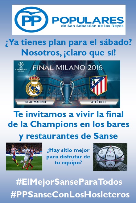 #PPSANSE invita a todos los vecinos a disfrutar de la final de la Champions en los bares y restaurantes de la ciudad para apoyar a la hostelería&nbsp;local