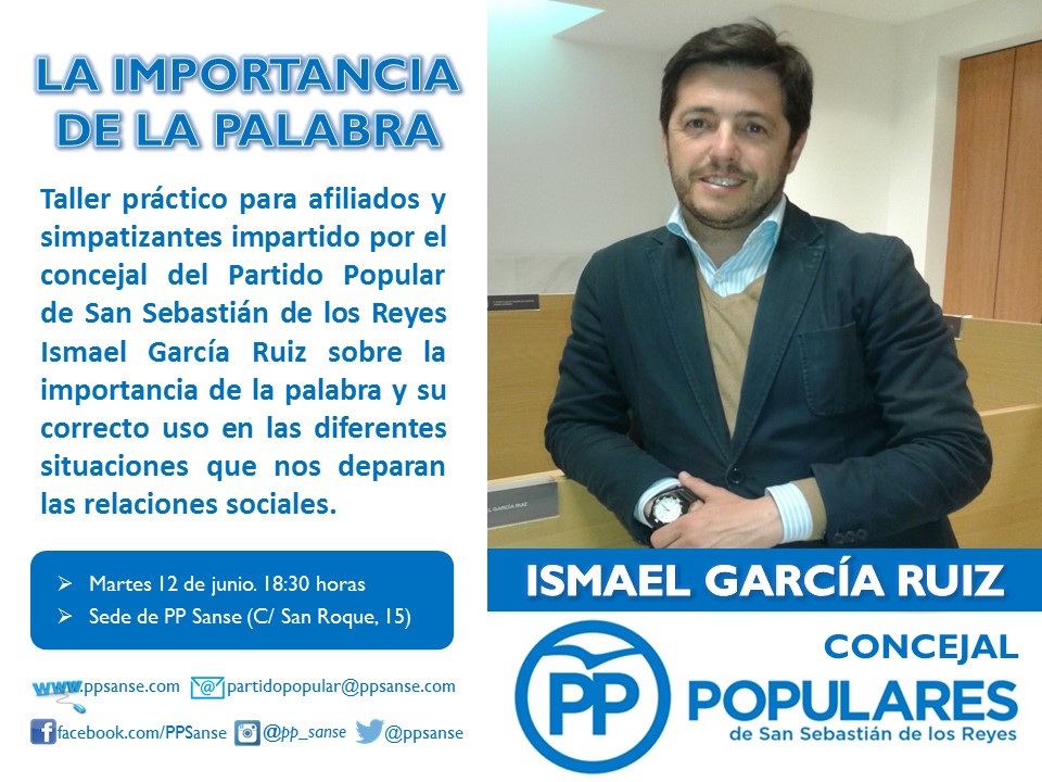 Taller sobre la importancia de la palabra impartido por el coordinador general de PP Sanse Ismael García&nbsp;Ruiz