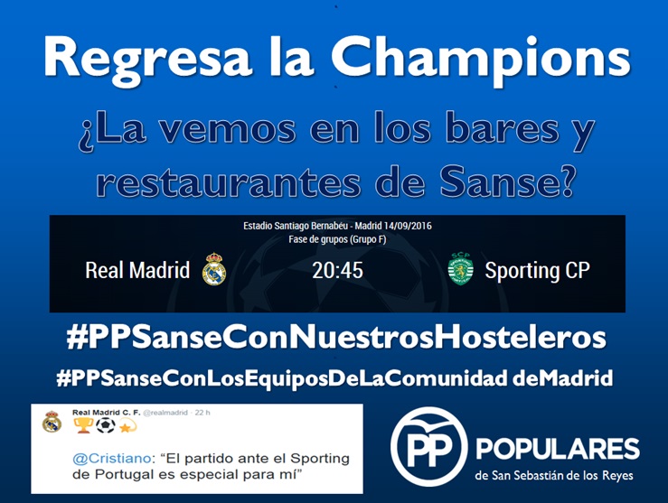 #PPSanse pone en marcha una nueva campaña de apoyo al sector hostelero local con el inicio de la Champions League